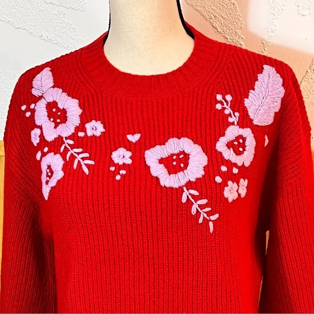 NWOT Le Lion Roncade Virgin Wool Floral Print Pullover Sweater Sz-S